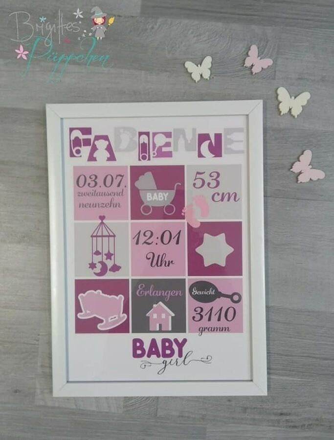 Baby Shadow Deko zur Geburt / Taufe, Plotter und Laser-Datei als SVG und DXF - Sewando