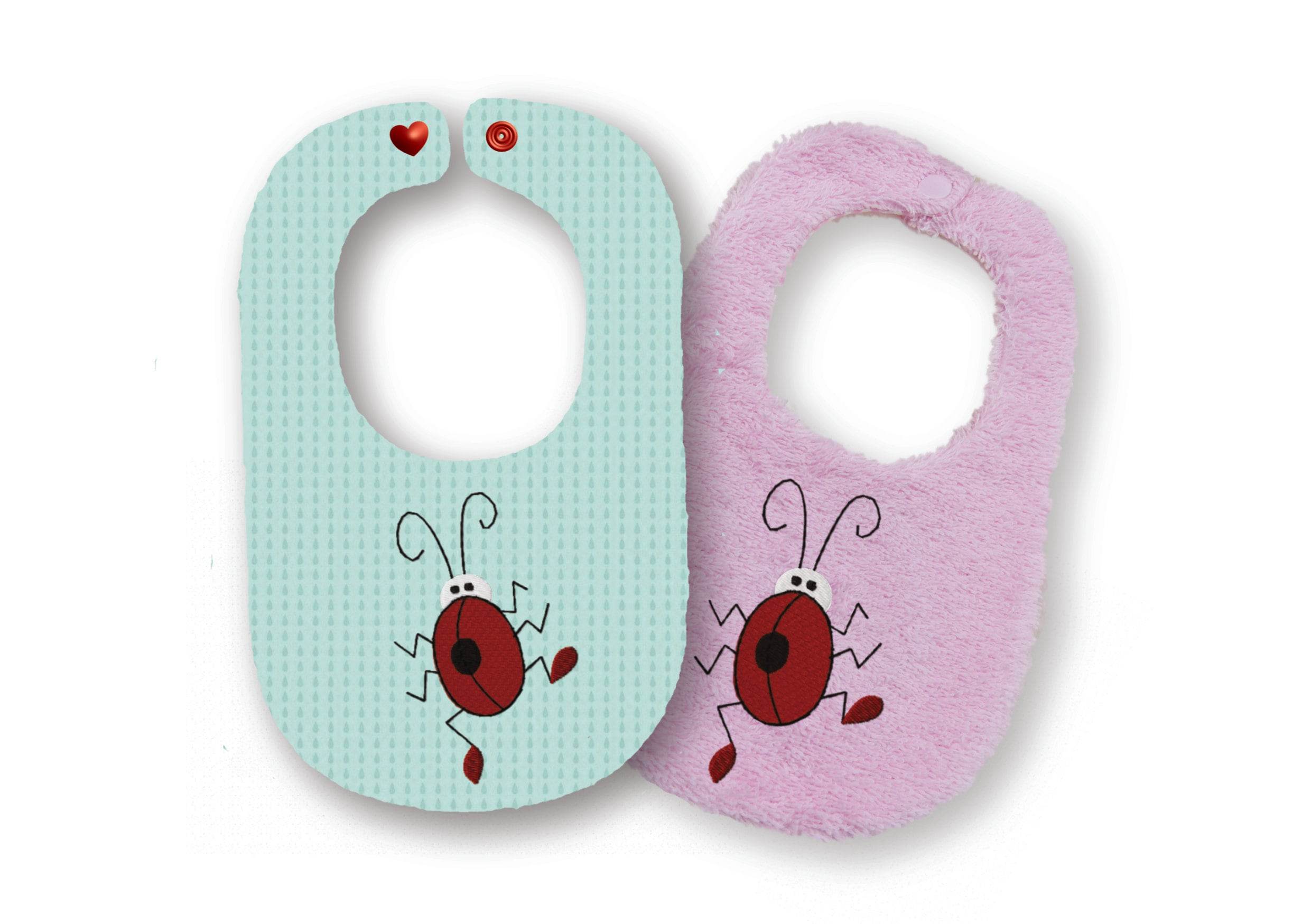 Stickdatei Latz Lätzchen Marienkäfer Applikation ITH ab 16x26, Baby - Sewando