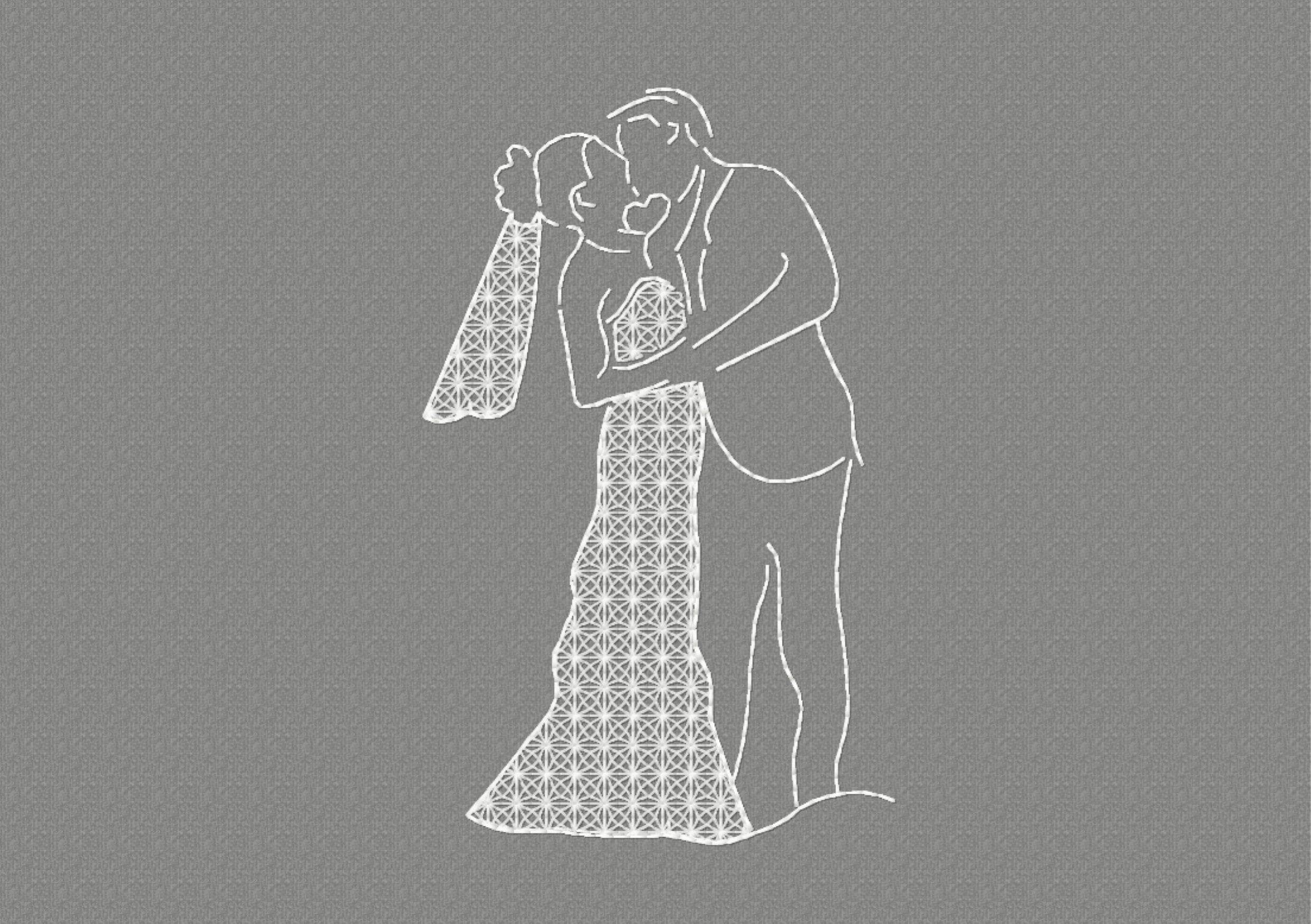 Stickdatei Brautpaar Rahmen 13x18, Braut, heiraten, Liebe, Paar, Spitze, Hochzeit - Sewando