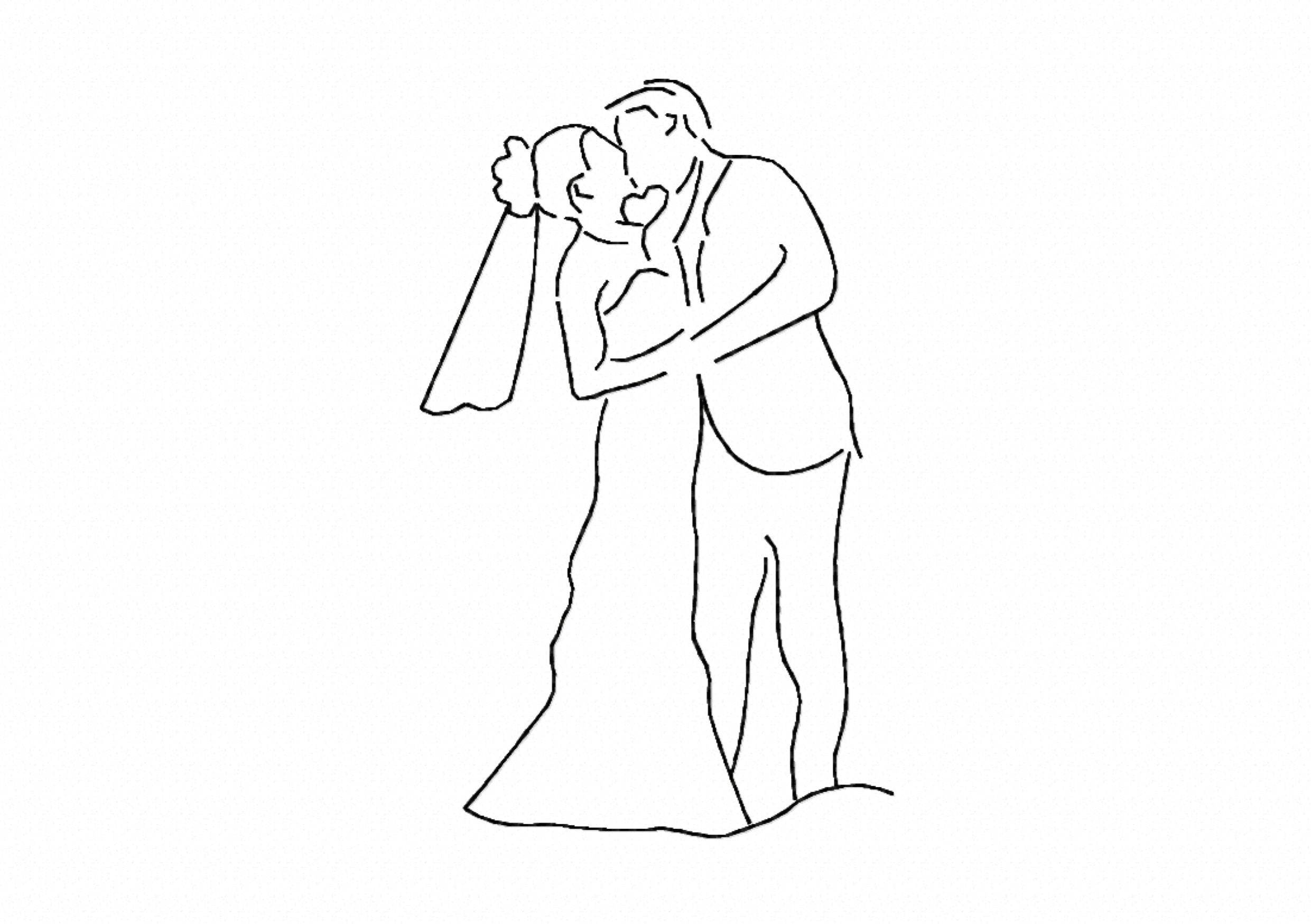 Stickdatei Brautpaar Rahmen 13x18, Braut, heiraten, Liebe, Paar, Spitze, Hochzeit - Sewando