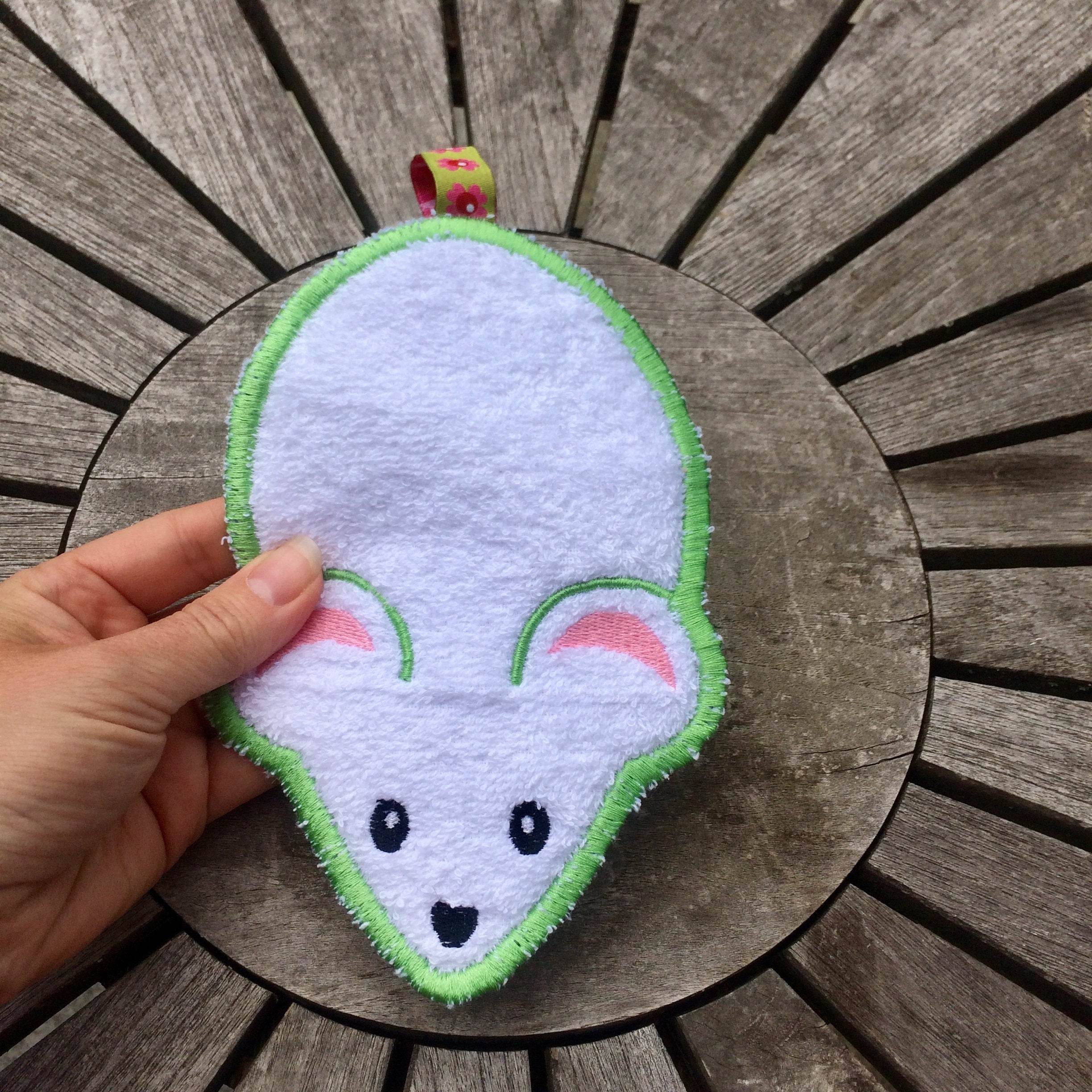 SpülPad Maus Stickdatei ITH 13x18 cm Waschpad Spülpad Spüllappen Spültuch abwaschen - Sewando
