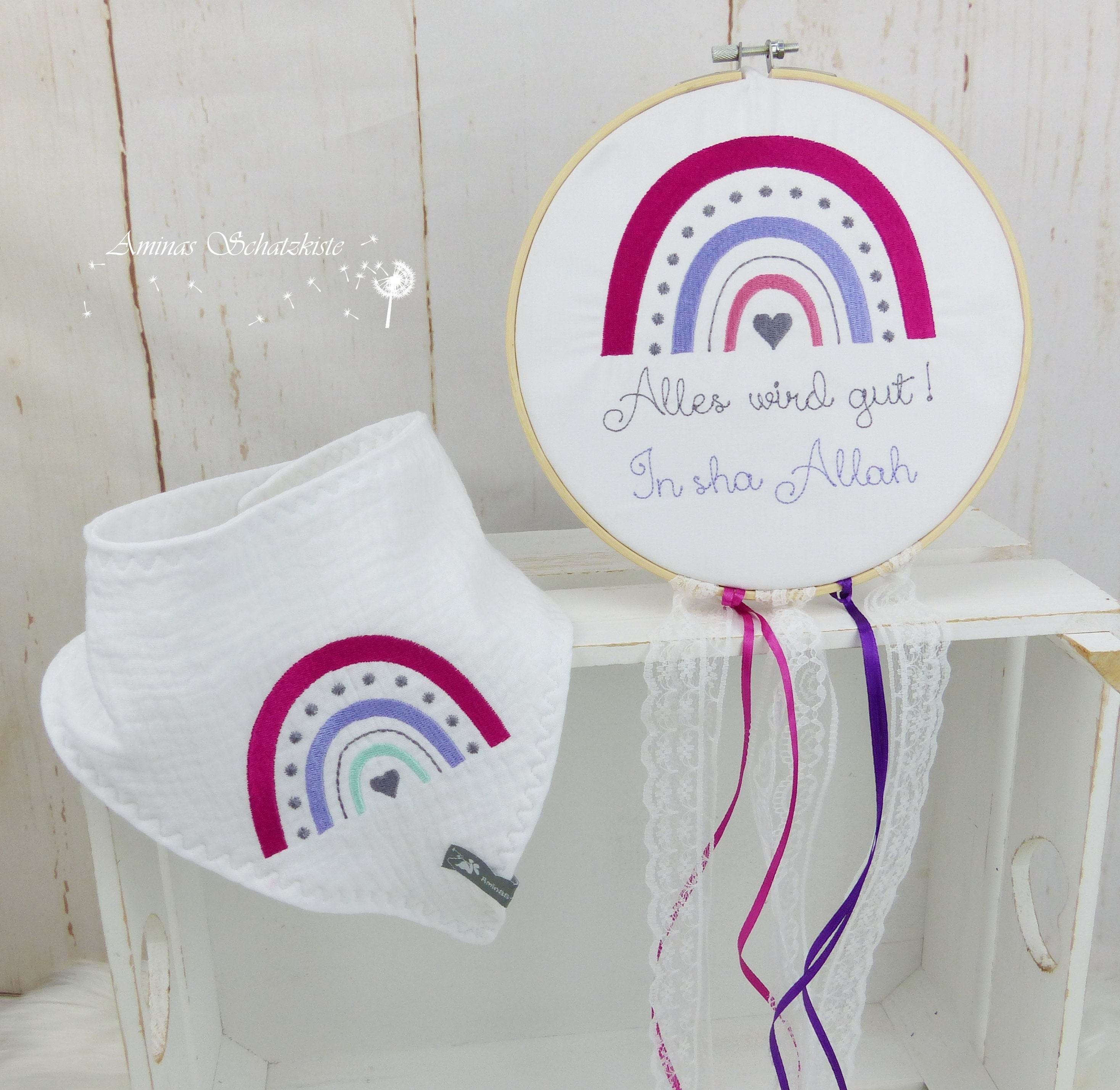Stickdatei Regenbogen - zwei Größen, Baby, Kind, Mama, Mutterpass, Uheft - Sewando