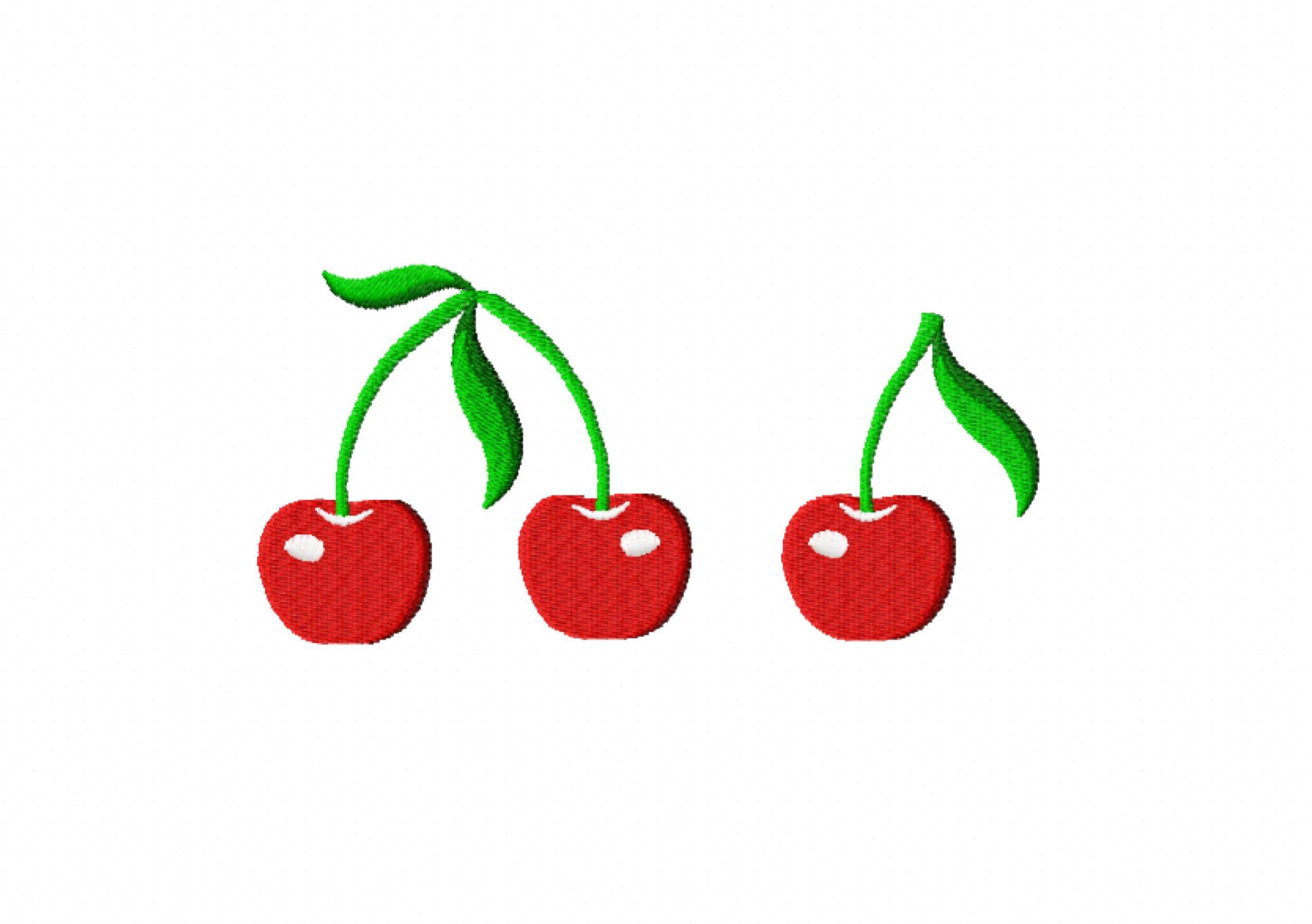 Stickdatei Kirschen - zwei Varianten, Rahmen ab 10 cm x 10 cm, Kirsche, Frucht - Sewando