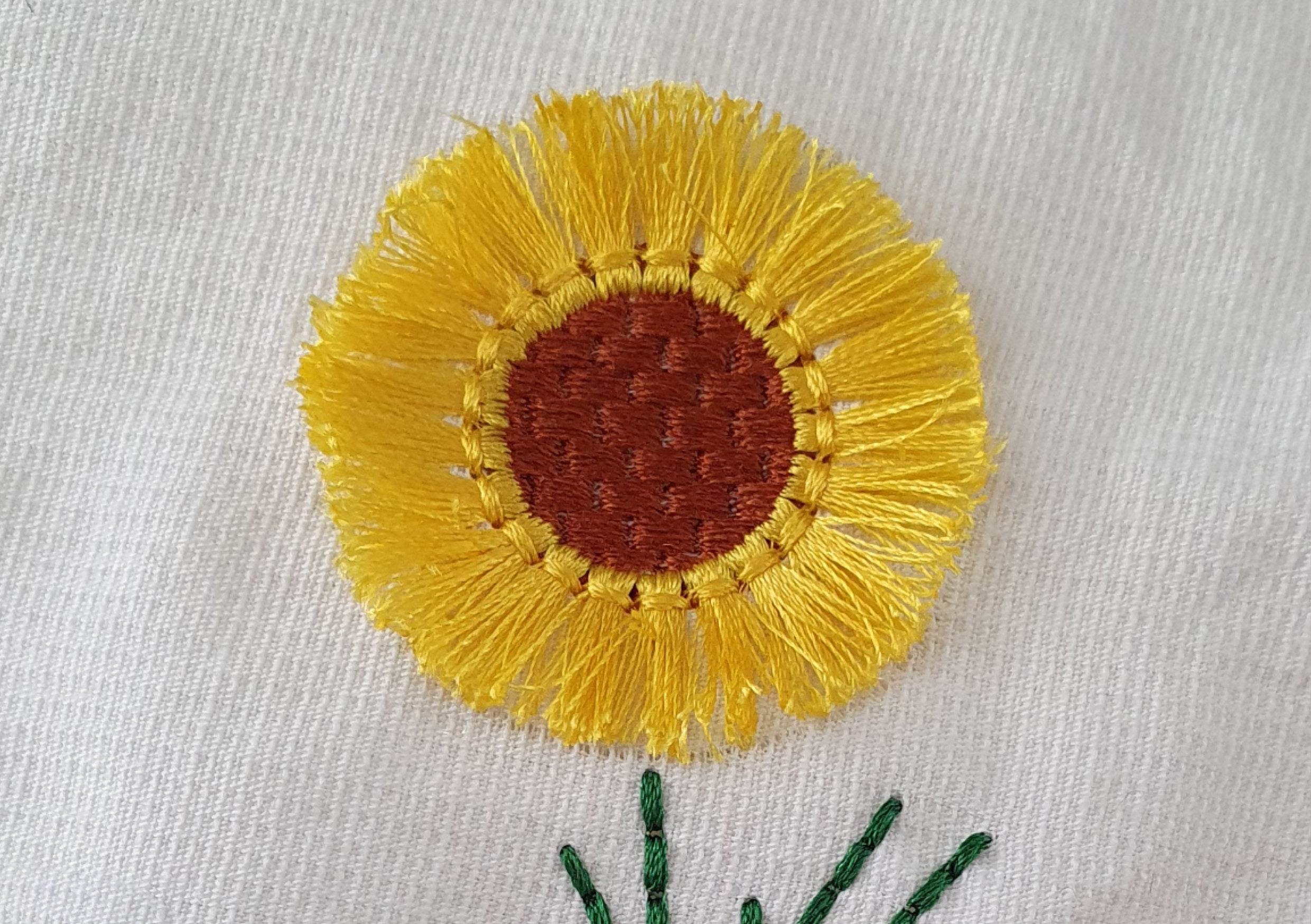 Stickdatei Fransenblume - Rahmen ab 10 cm x 10 cm, Blume, Sonnenblume, Fransen - Sewando