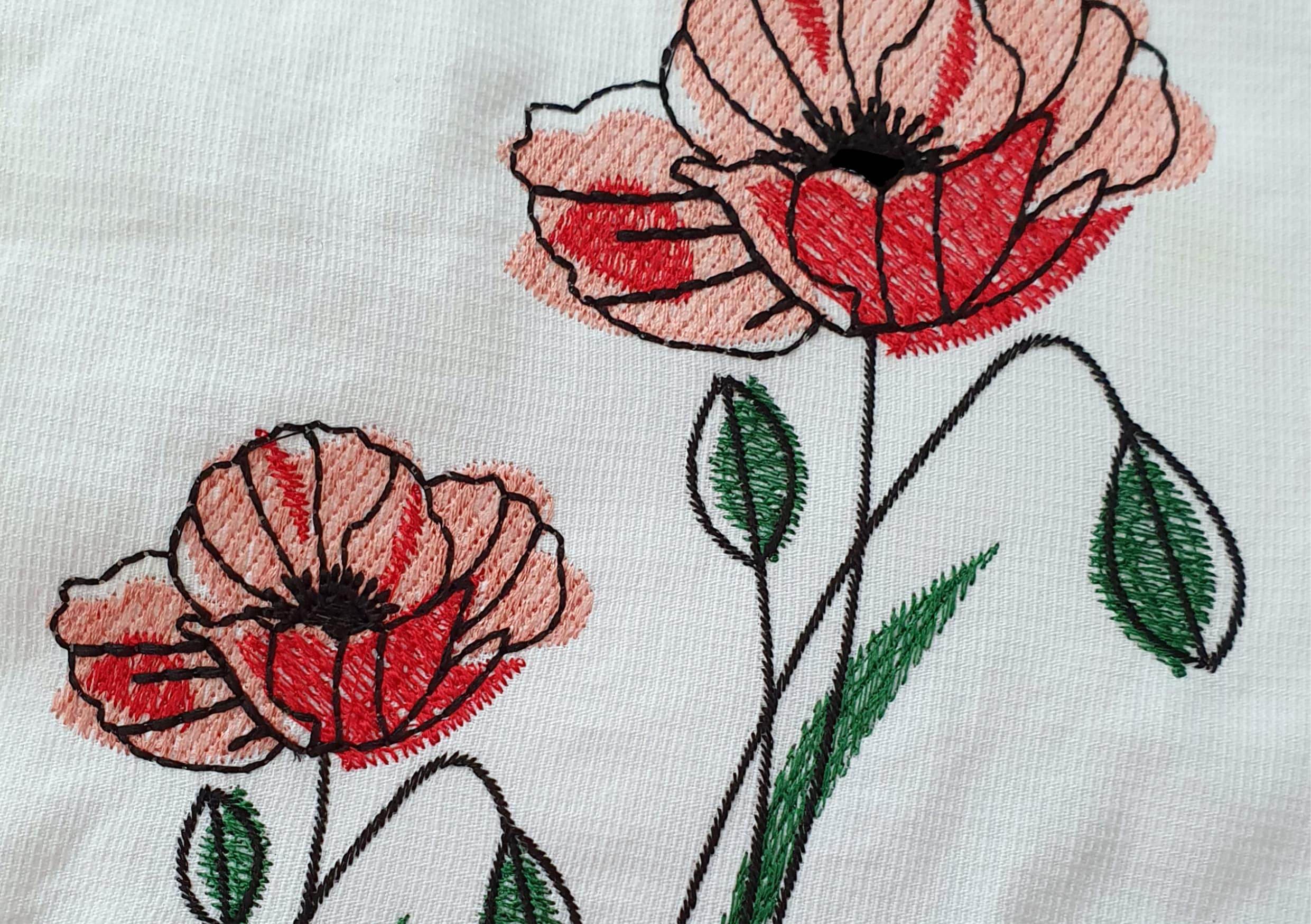 Stickdatei Klatschmohn - je zwei Varianten, 10x10 und 13x18, Mohn, Blume - Sewando