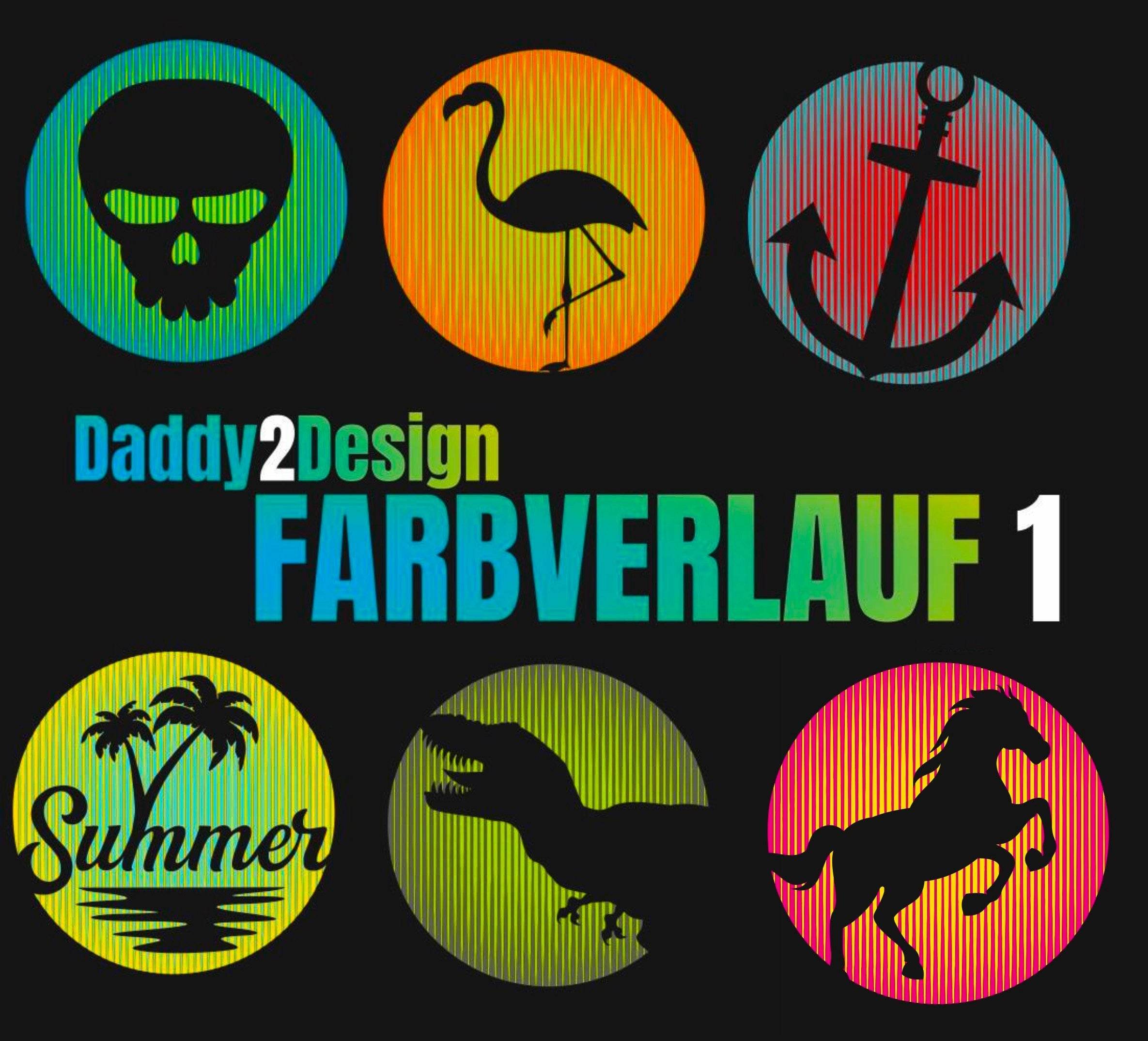 FARBVERLAUF Kreis - 6 Motive - mit 2 Folien, Plotter und Laser-Datei als SVG und DXF - Sewando