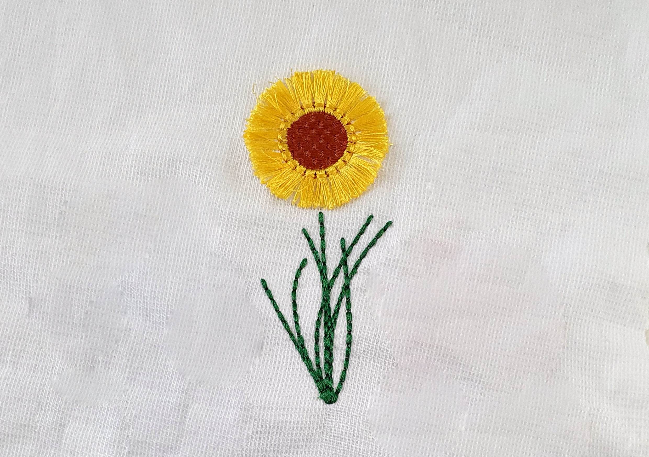 Stickdatei Fransenblume - Rahmen ab 10 cm x 10 cm, Blume, Sonnenblume, Fransen - Sewando
