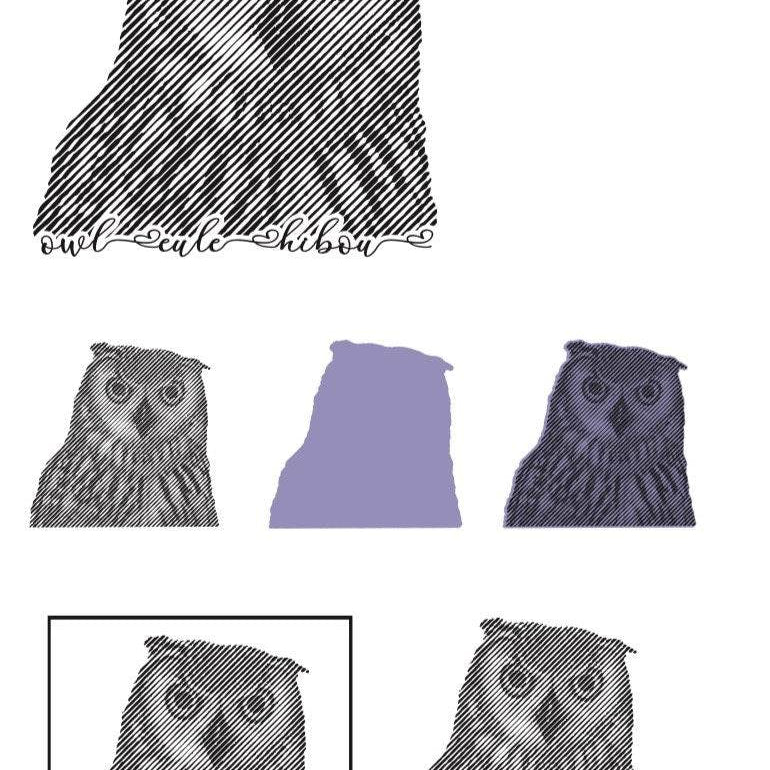 Plotterdatei LINEART EULE 3 Versionen inkl Offset Version / 1 Farbe / Folie Illusions - Sewando