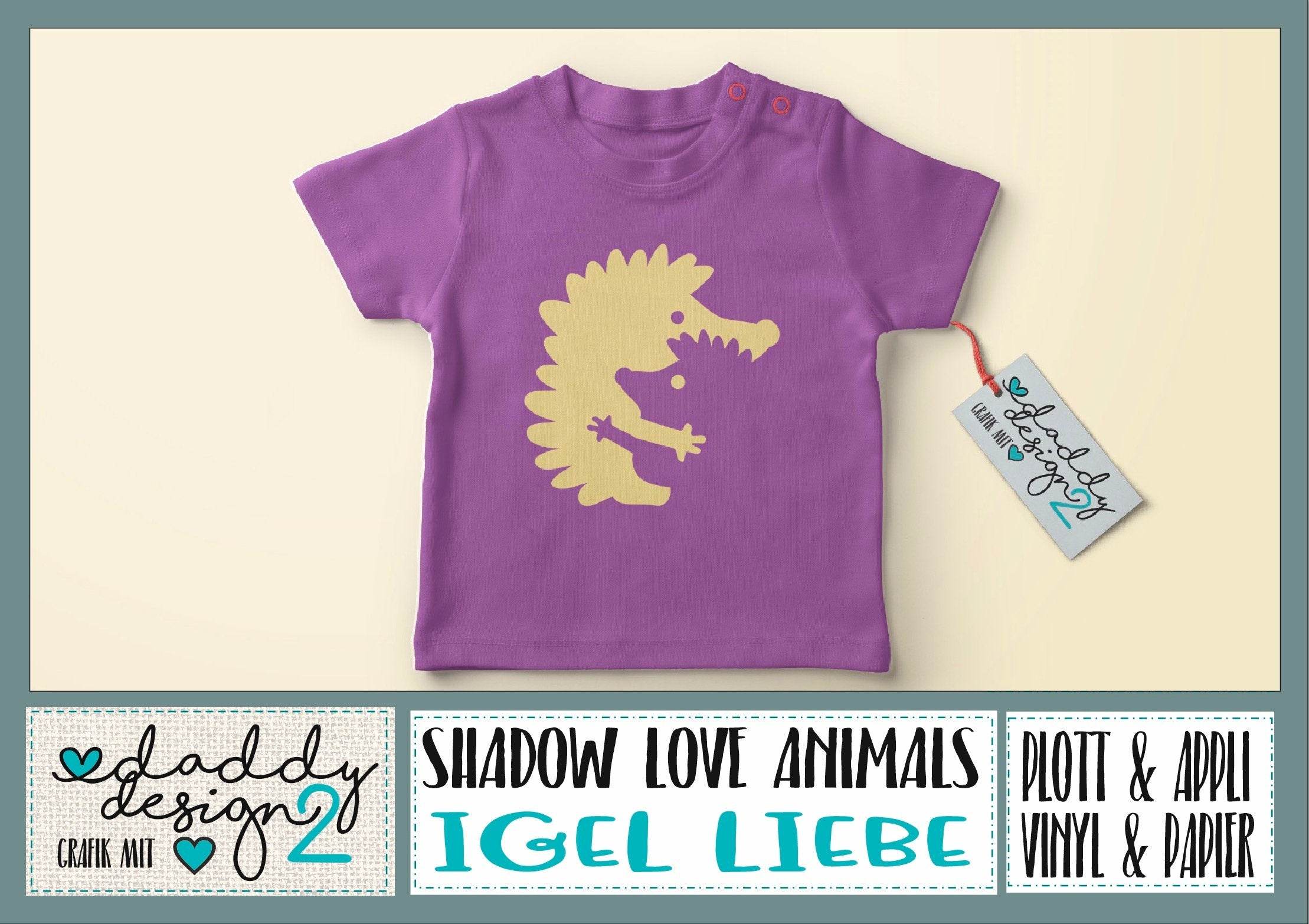 Plotterdatei SHADOW LOVE ANIMALS - Igel Liebe SVG DXF - Sewando