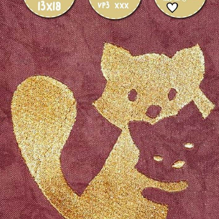 Schatten-Stickdatei - Waschbaer-Fuchs-Katzen - 10x10 18x13, - Sewando
