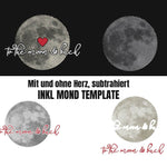 Plotterdatei MOND LineART - bis zum Mond und zurück - inkl Schriftzug und Template - Sewando