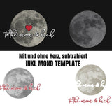Plotterdatei MOND LineART - bis zum Mond und zurück - inkl Schriftzug und Template - Sewando