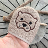 Otter-Waschlappen Stickdatei ITH 10x10 Waschhandschuh Pad Geschenk Tiere Geburt Natur - Sewando