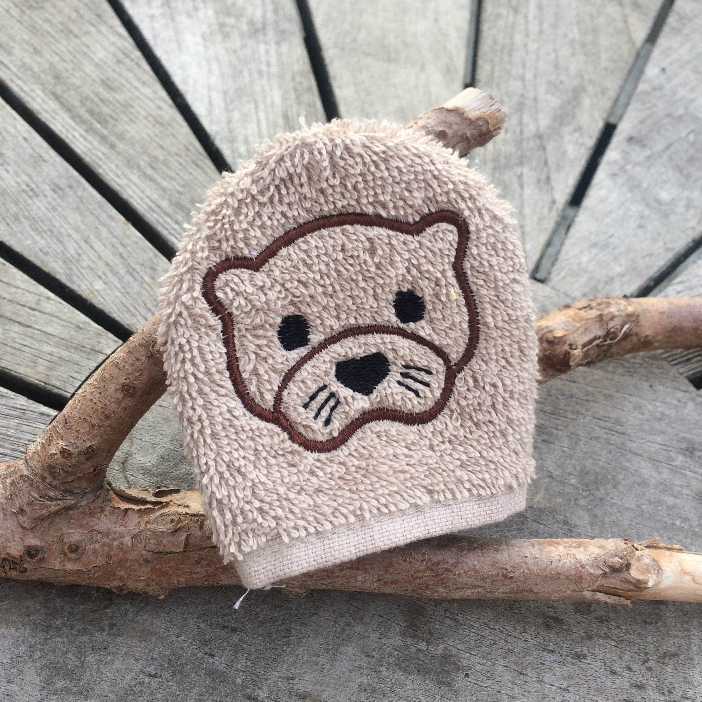 Otter-Waschlappen Stickdatei ITH 10x10 Waschhandschuh Pad Geschenk Tiere Geburt Natur - Sewando