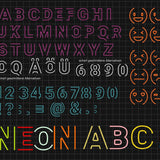 Neon ABC inkl. Smileys und Zahlen KOMPLETT, Plotter und Laser-Datei als SVG und DXF - Sewando