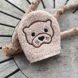 Otter-Waschlappen Stickdatei ITH 10x10 Waschhandschuh Pad Geschenk Tiere Geburt Natur - Sewando