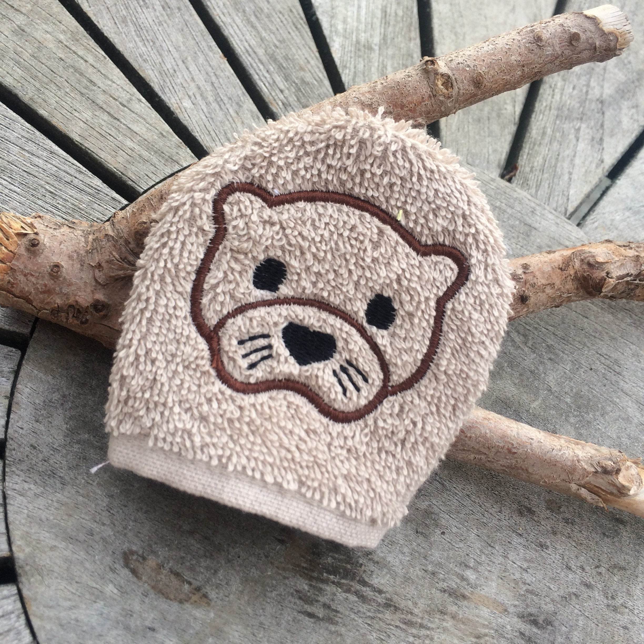 Otter-Waschlappen Stickdatei ITH 10x10 Waschhandschuh Pad Geschenk Tiere Geburt Natur - Sewando
