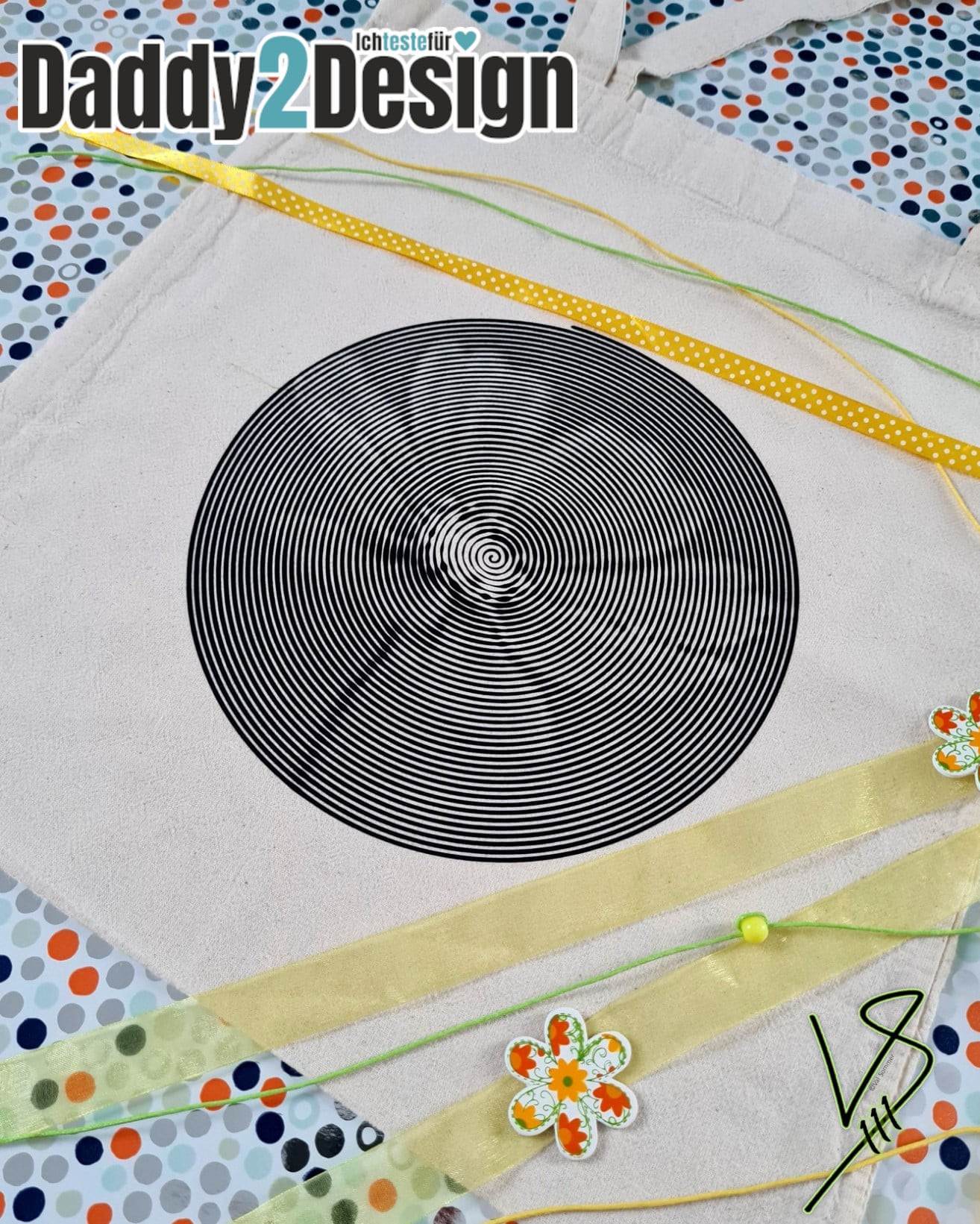 Plotterdatei SPIRALOO Blüte - die LineArt Spirale aus EINER Linie - für hell UND dunkel - Sewando