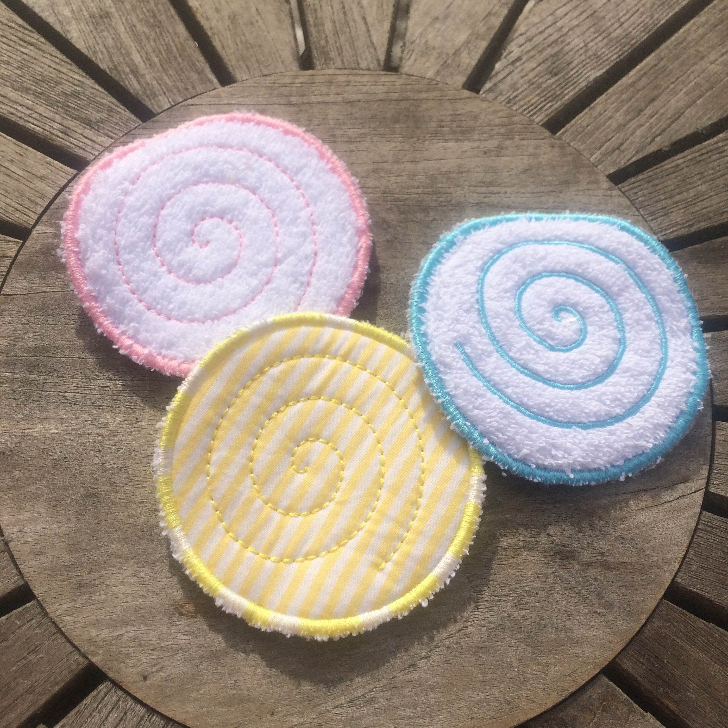 Abschminkpad Spirale Stickdatei ITH 10x10 cm Waschpad rund Kosmetikpad Pad - Sewando