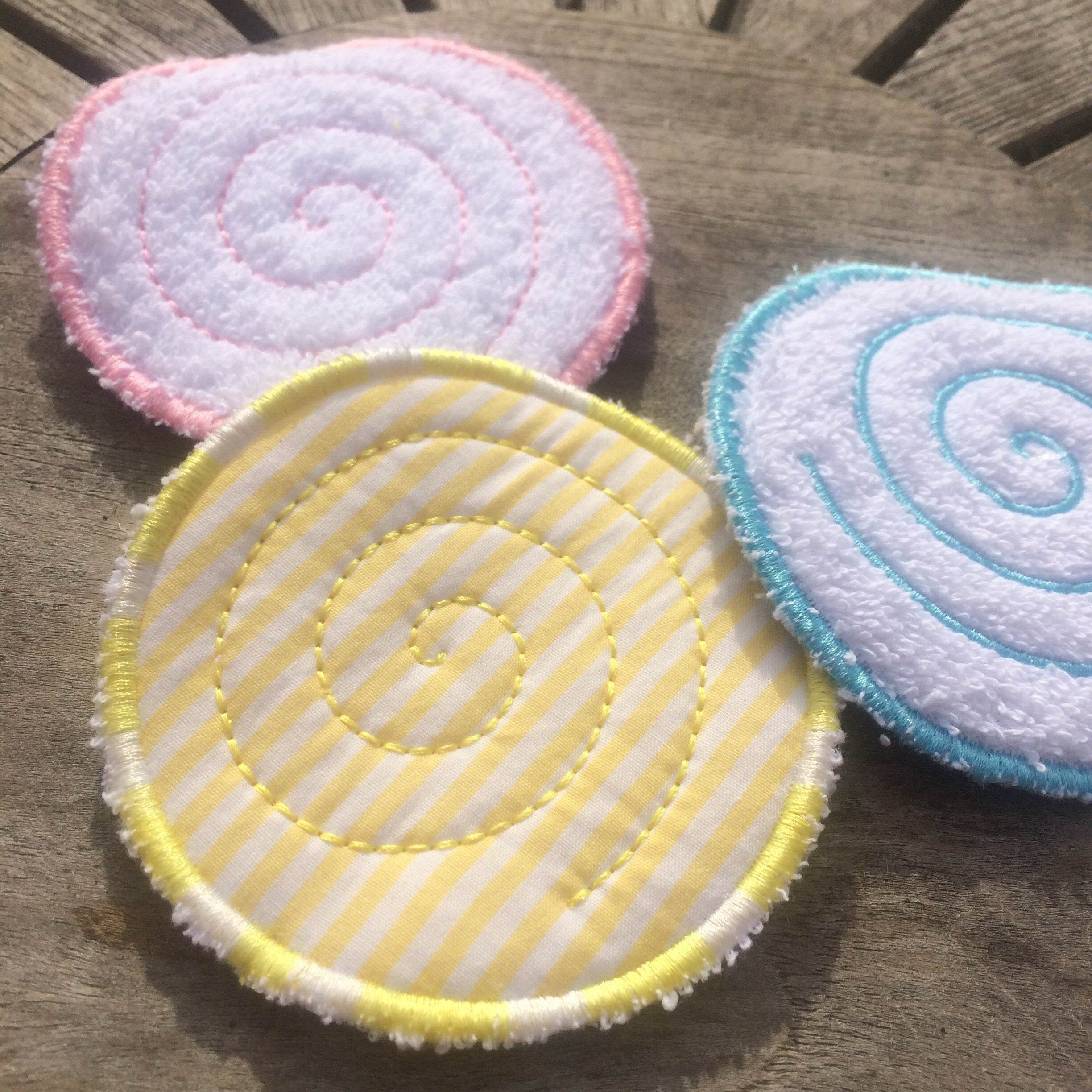 Abschminkpad Spirale Stickdatei ITH 10x10 cm Waschpad rund Kosmetikpad Pad - Sewando
