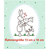 Stickdatei "Osterhasen Redwork“ Rahmen 13 cm x 18 cm, Hase, Frühling