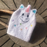 Einhorn-Waschlappen Stickdatei ITH 13x18 Waschhandschuh Geburt Geschenk Fabelwesen - Sewando