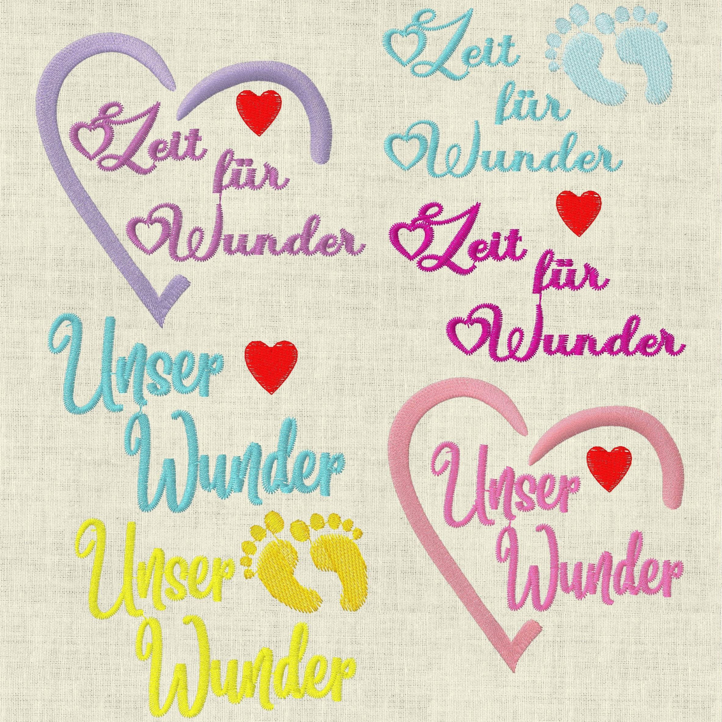 Stickdatei Baby Füße, Zeit für Wunder Herz 625 - Sewando