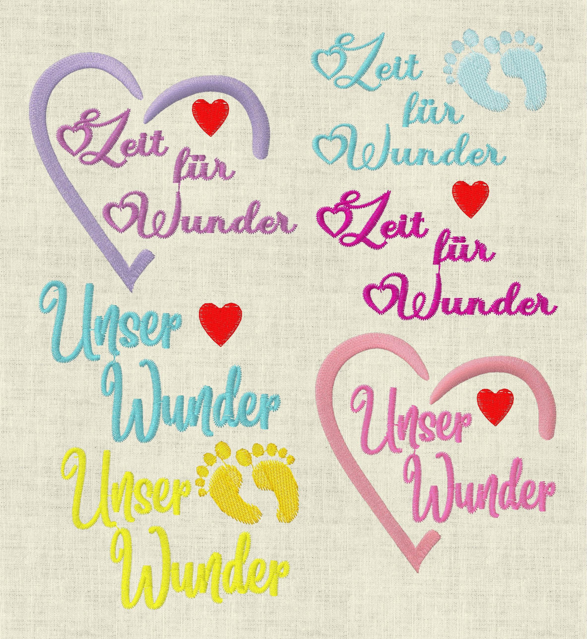 Stickdatei Baby Füße, Zeit für Wunder Herz 625 - Sewando