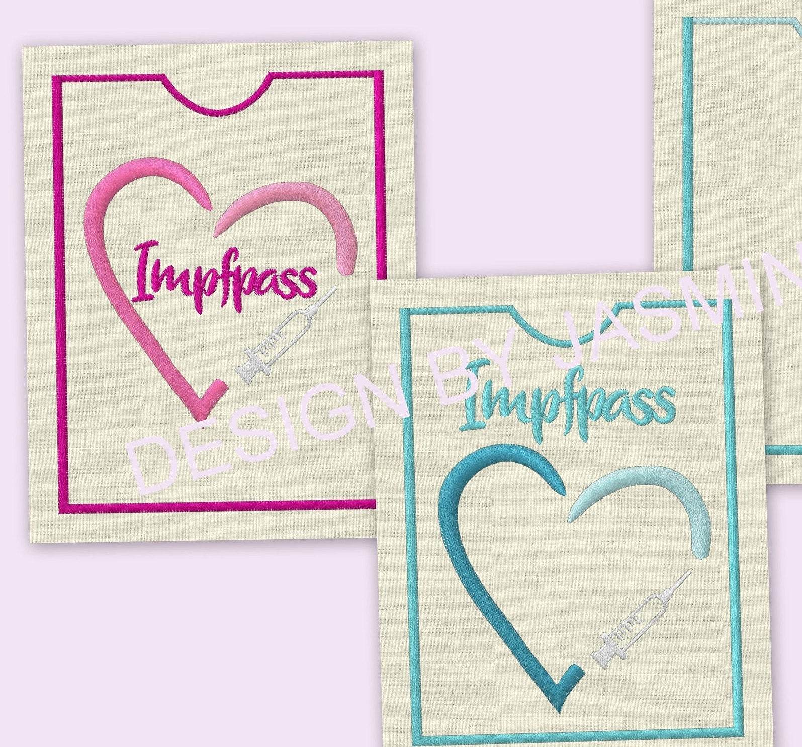 Stickdatei Impfpass In the Hoop Spritze mit Herz Set 625/e - Sewando