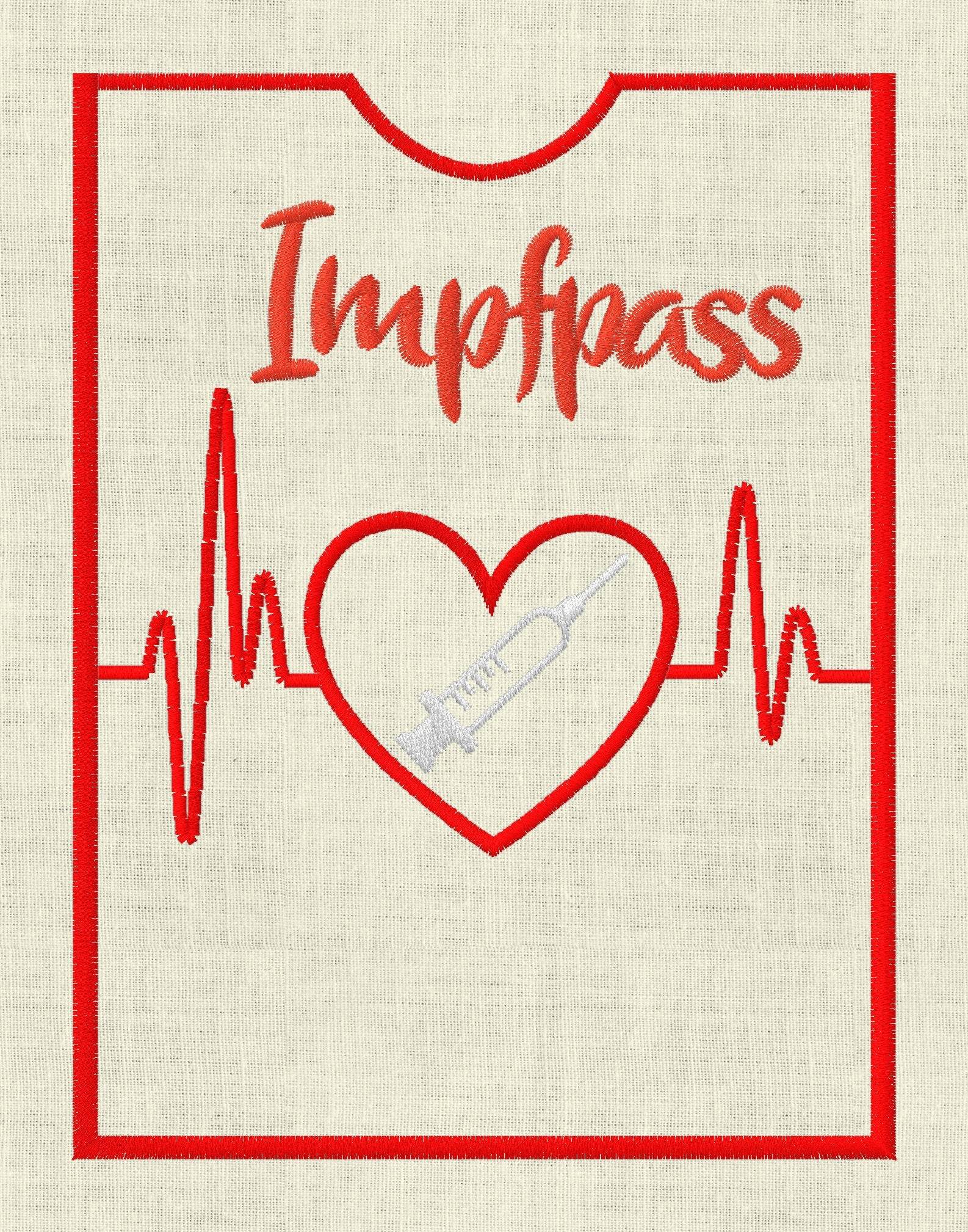 Stickdatei Impfpass Spritze mit Herz und EKG Set 625/h - Sewando