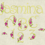 Stickdatei Monogramm mit Blumen Schrift ca. 70mm Set 636 - Sewando