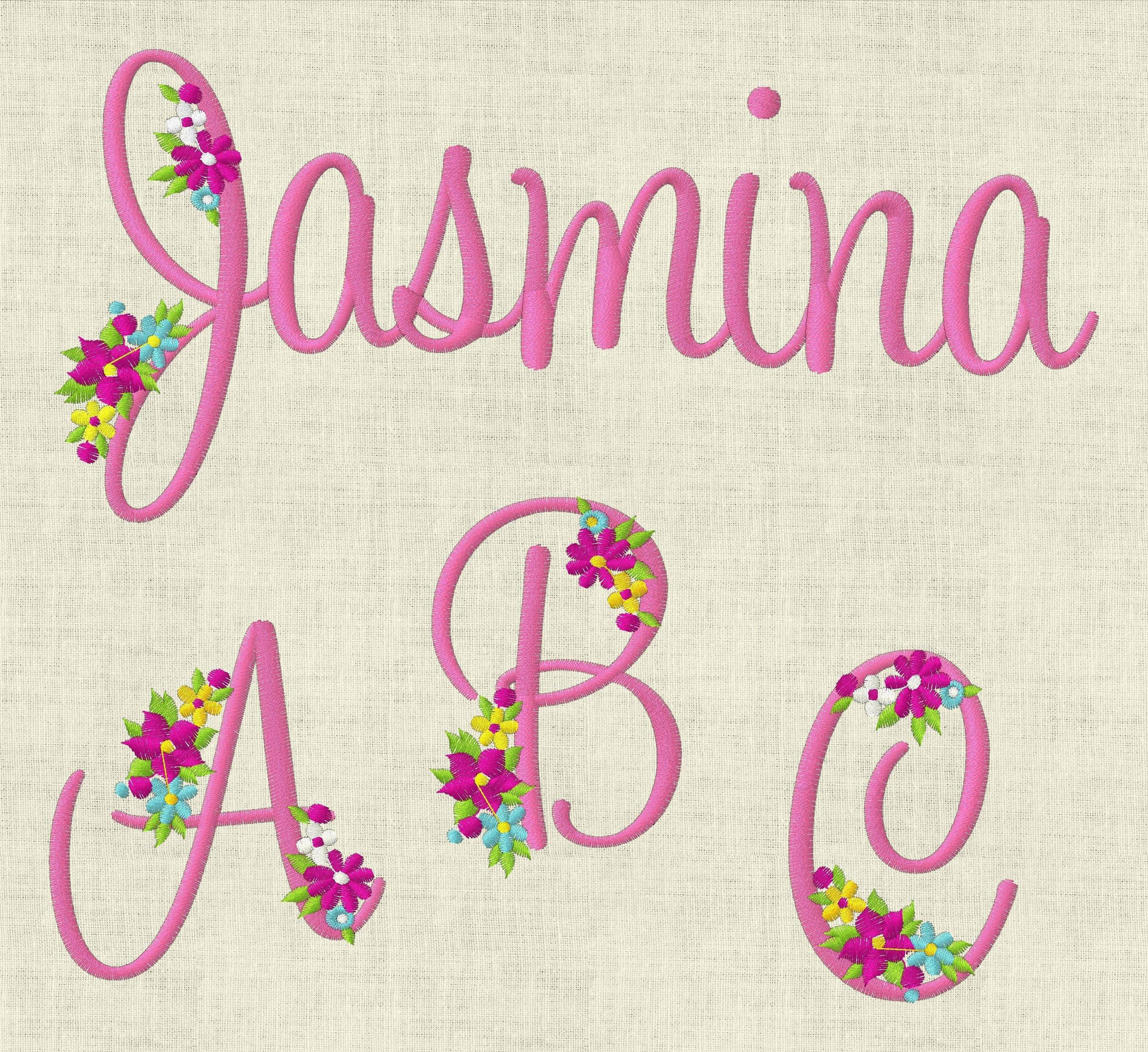 Stickdatei Monogramm mit Blumen Schrift ca. 70mm Set 397e - Sewando