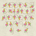 Stickdatei Monogramm mit Blumen ca. 30mm ABC Buchstaben Schrift Set 93 - Sewando