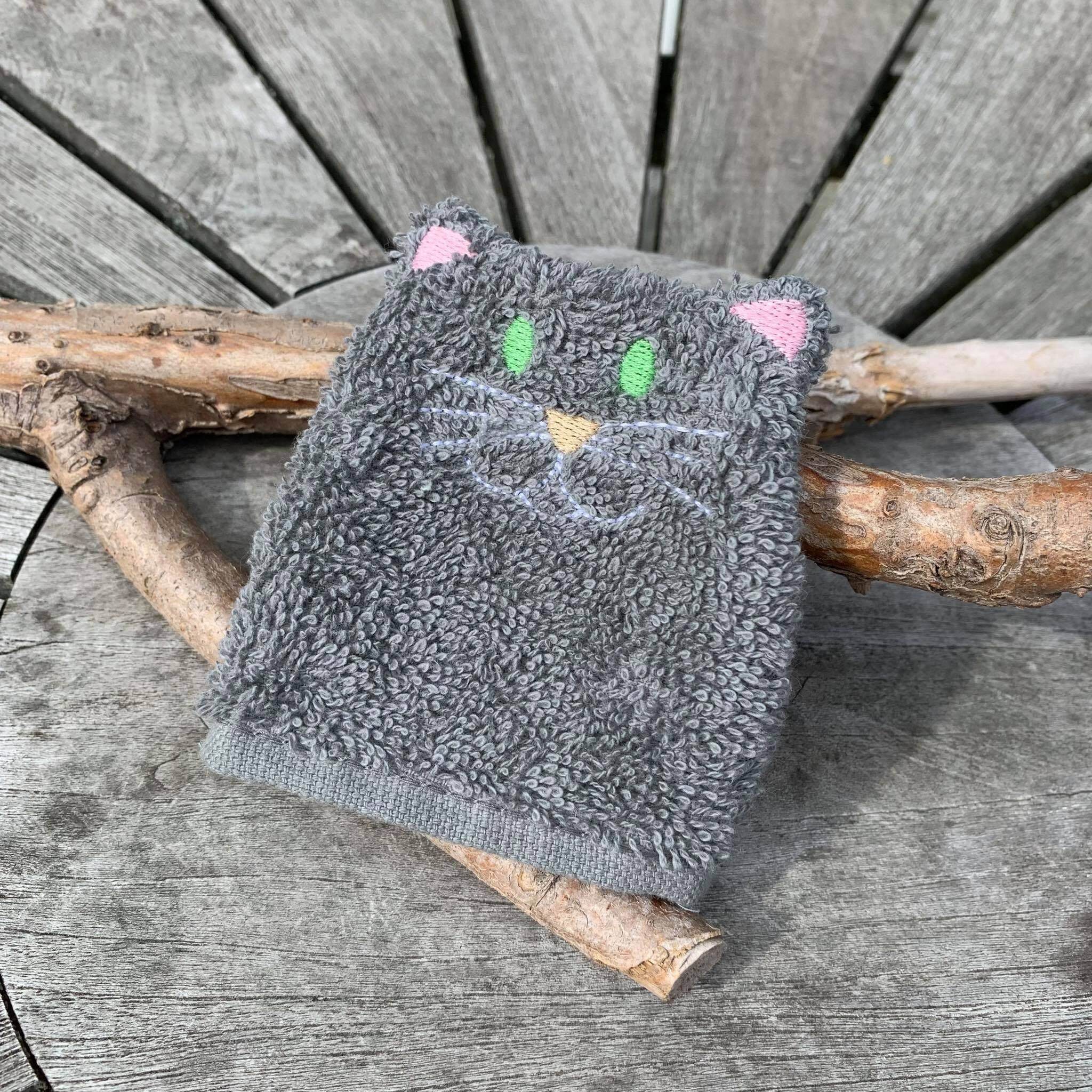 Katzen-Waschlappen Stickdatei ITH 10x10 Waschhandschuh Tiere - Sewando