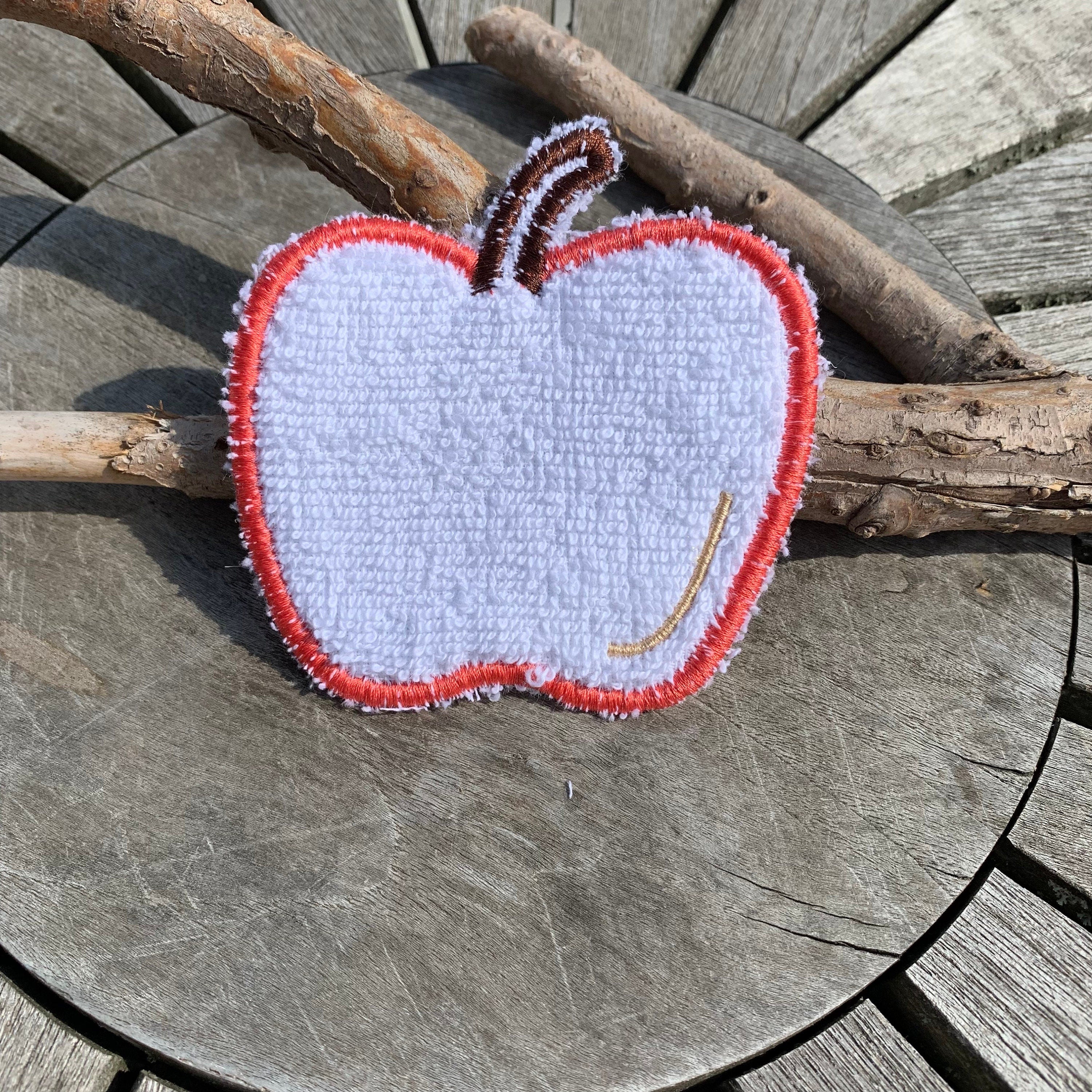 Abschminkpad Apfel Stickdatei ITH 10x10 cm Waschpad Obst Garten Pad Herbst Garten - Sewando