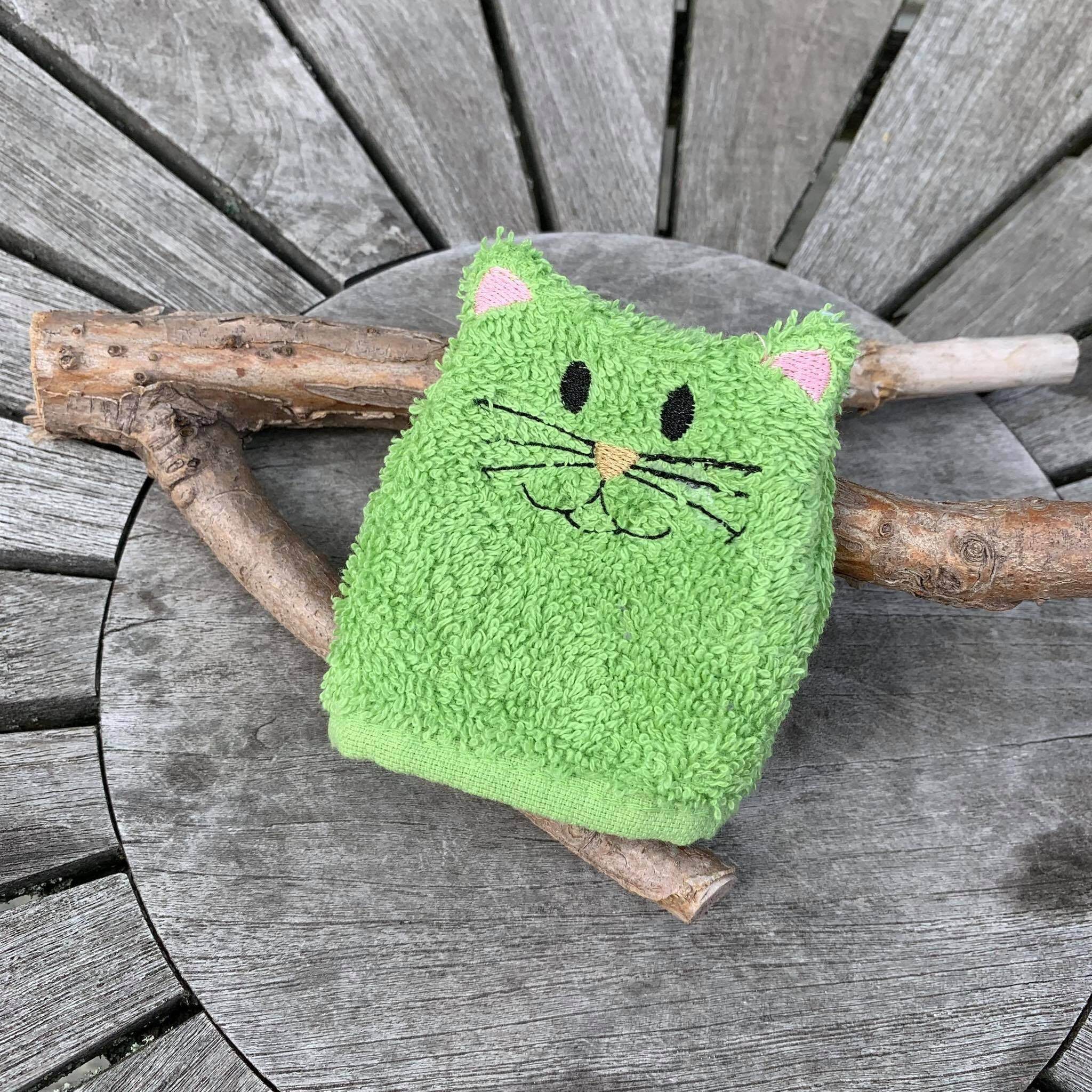 Katzen-Waschlappen Stickdatei ITH 10x10 Waschhandschuh Tiere - Sewando