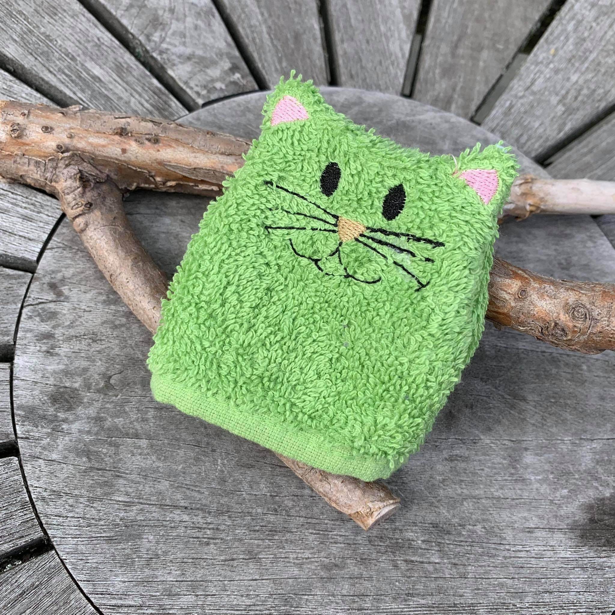 Katzen-Waschlappen Stickdatei ITH 10x10 Waschhandschuh Tiere - Sewando