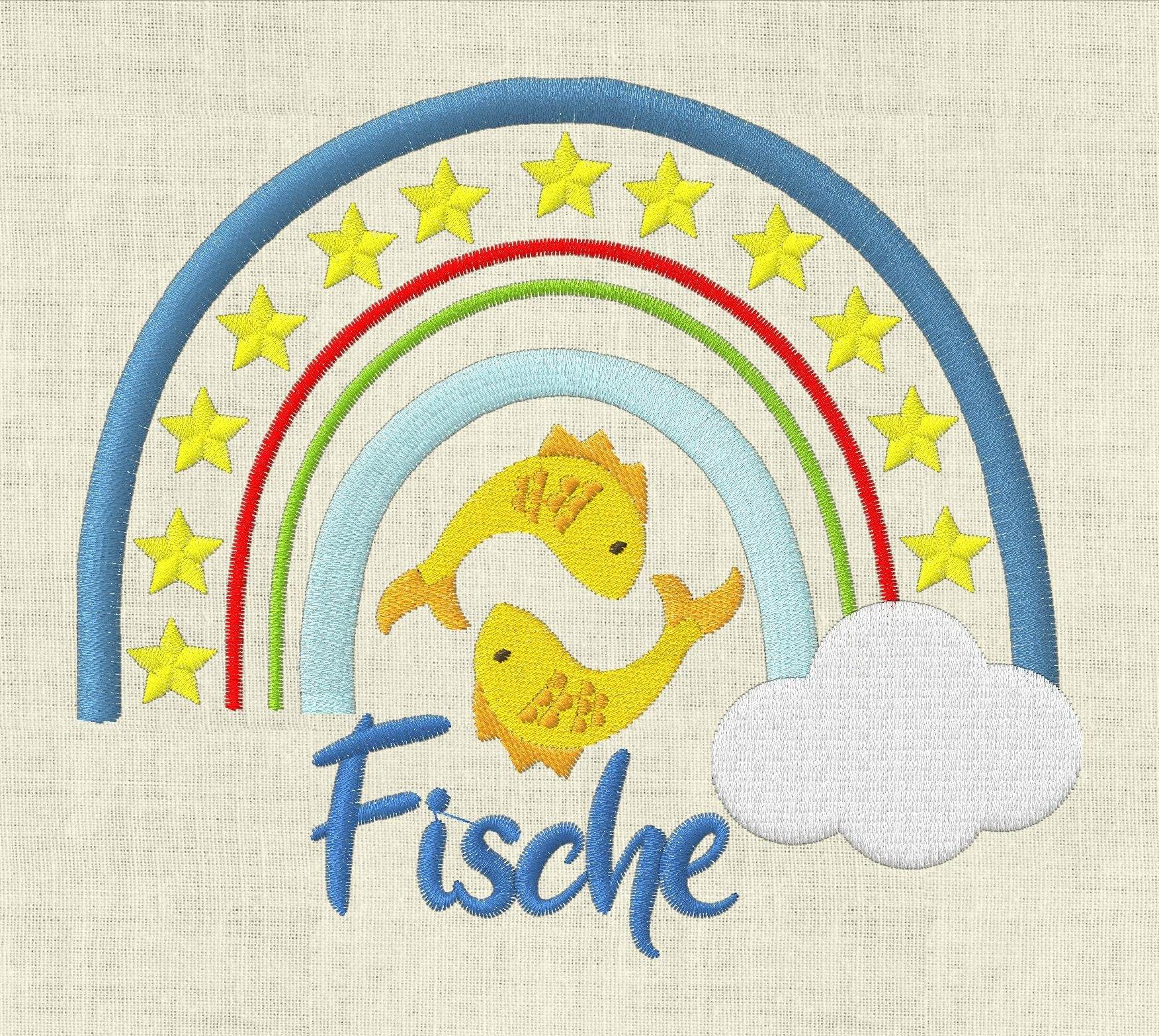 Stickdatei Sternzeichen Fische Regenbogen Horoskop Set 645 - Sewando