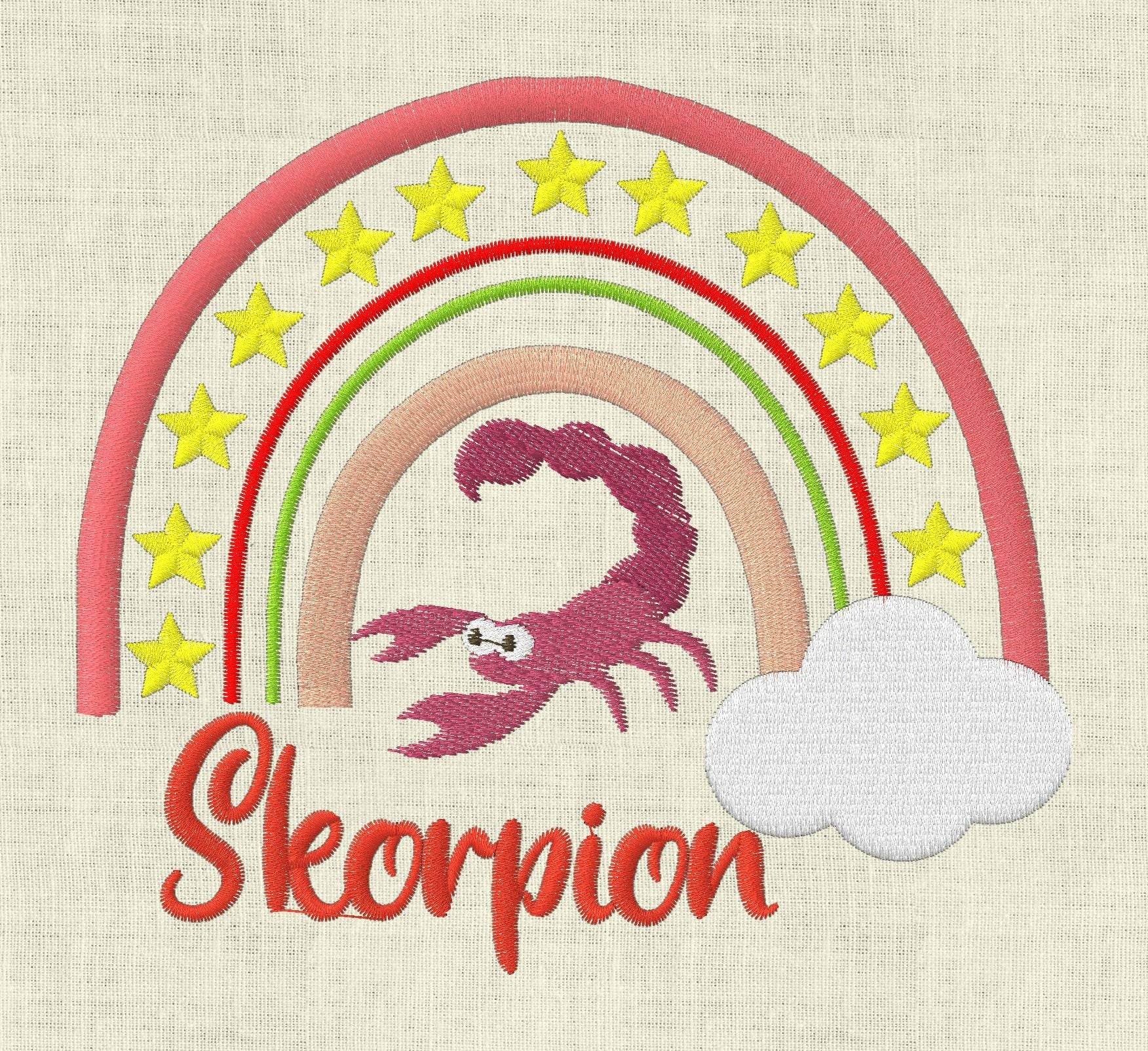 Stickdatei Sternzeichen Skorpion Regenbogen Horoskop Set 645 - Sewando