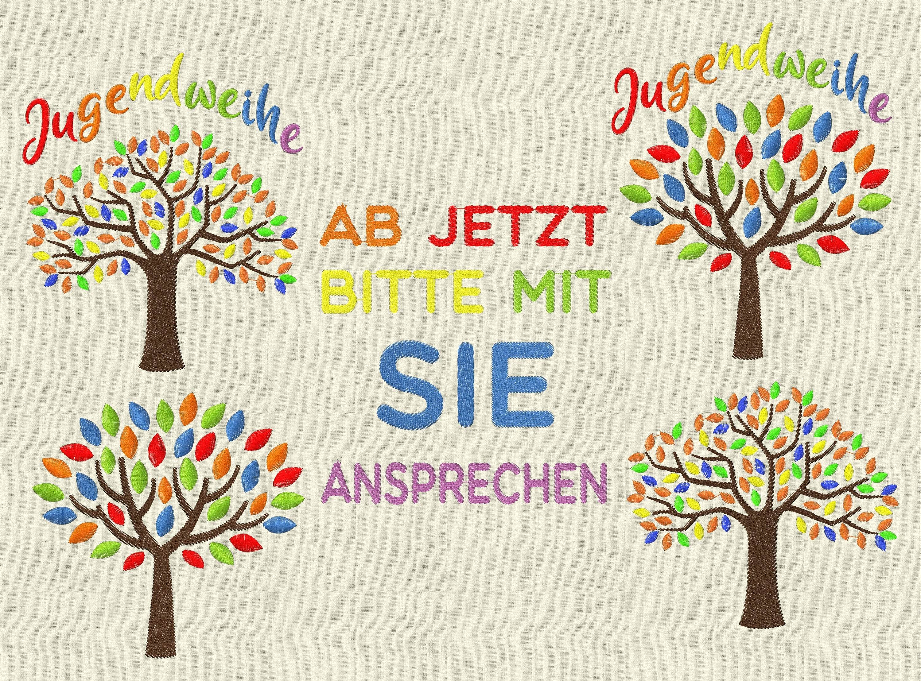 Stickdatei Jugendweihe Baum 2021 bis 2025 Stickmuster Set 644 - Sewando