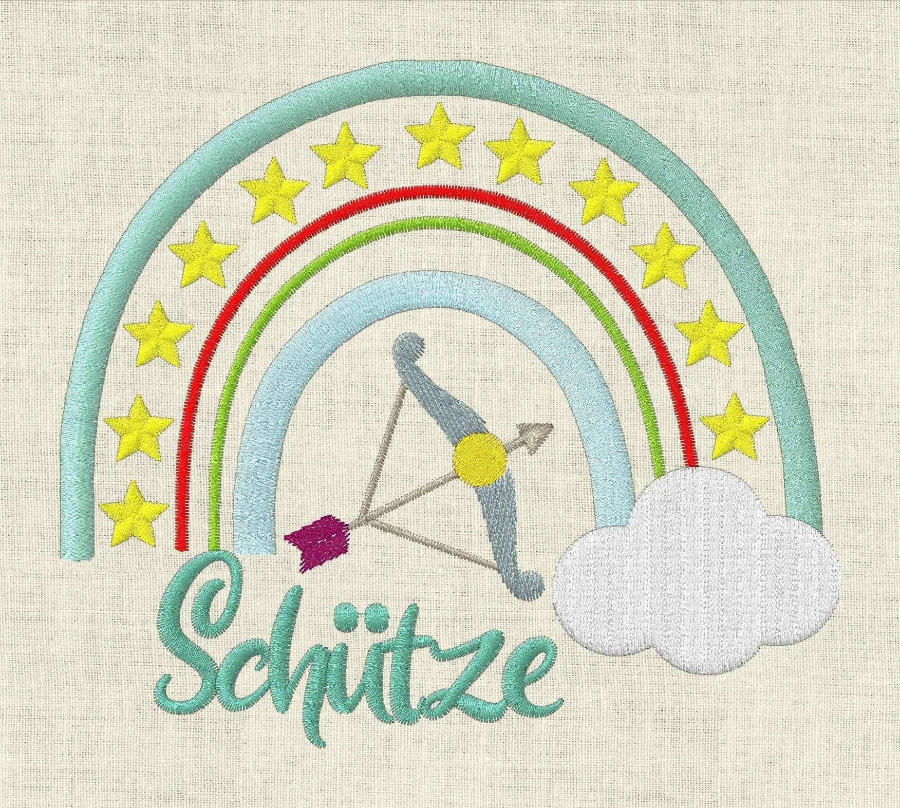 Stickdatei Sternzeichen Schütze Regenbogen Horoskop Set 645 - Sewando
