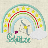 Stickdatei Sternzeichen Schütze Regenbogen Horoskop Set 645 - Sewando