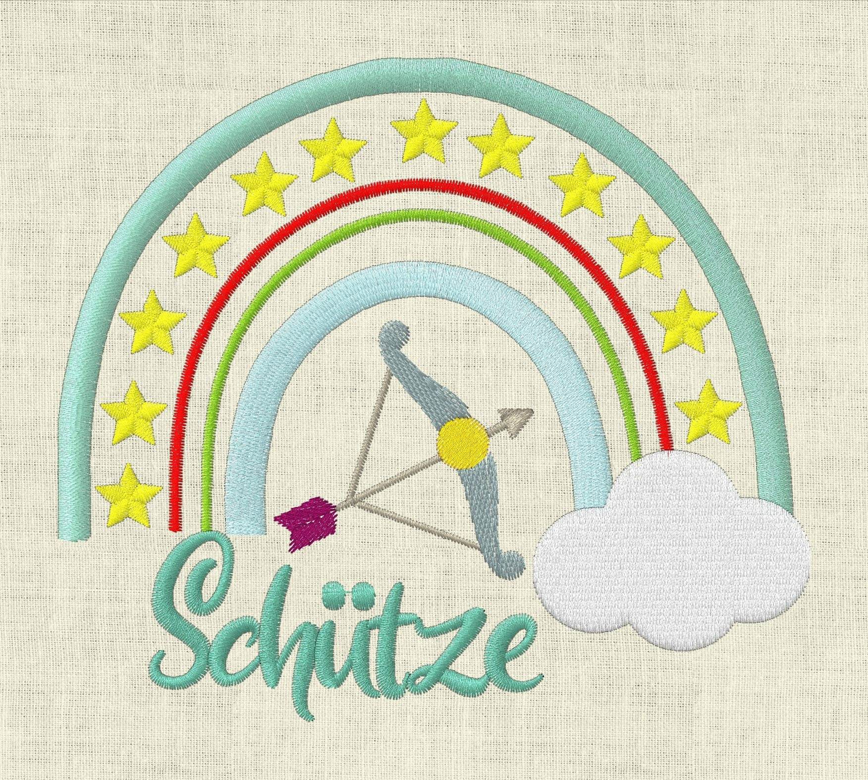 Stickdatei Sternzeichen Schütze Regenbogen Horoskop Set 645 - Sewando