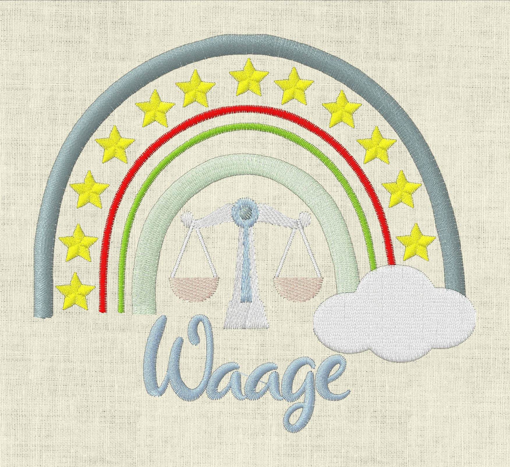 Stickdatei Sternzeichen Waage Regenbogen Horoskop Set 645 - Sewando