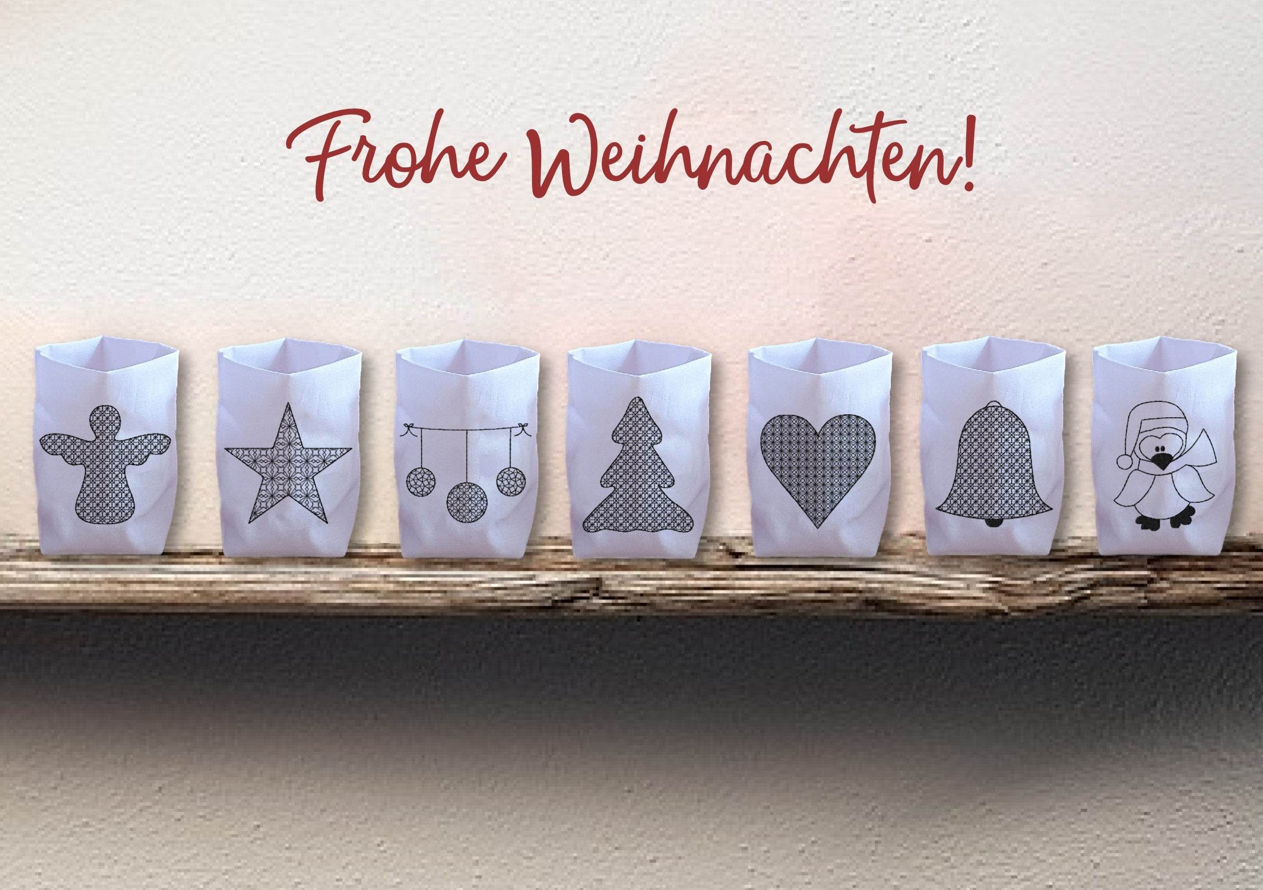 Stickdatei Lichtbeutel Weihnachten ITH 13 cm x 18 cm, sieben Dateien, Lichterbeutel, Windlicht, Teelicht - Sewando