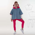 Schnittmuster Set PAULA DADO Poncho Kapuze und Hose, digitales PDF-Schnittmuster für Kinder-Outfit.
