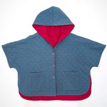 Schnittmuster Set PAULA DADO Poncho mit Kapuze in Blau und Rot, ideal für Kinder, digitales PDF-Schnittmuster.