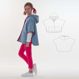 Schnittmuster Mädchen Poncho PAULA PDF Kinder Kapuze mit übersichtlicher Anleitung und Illustrationen