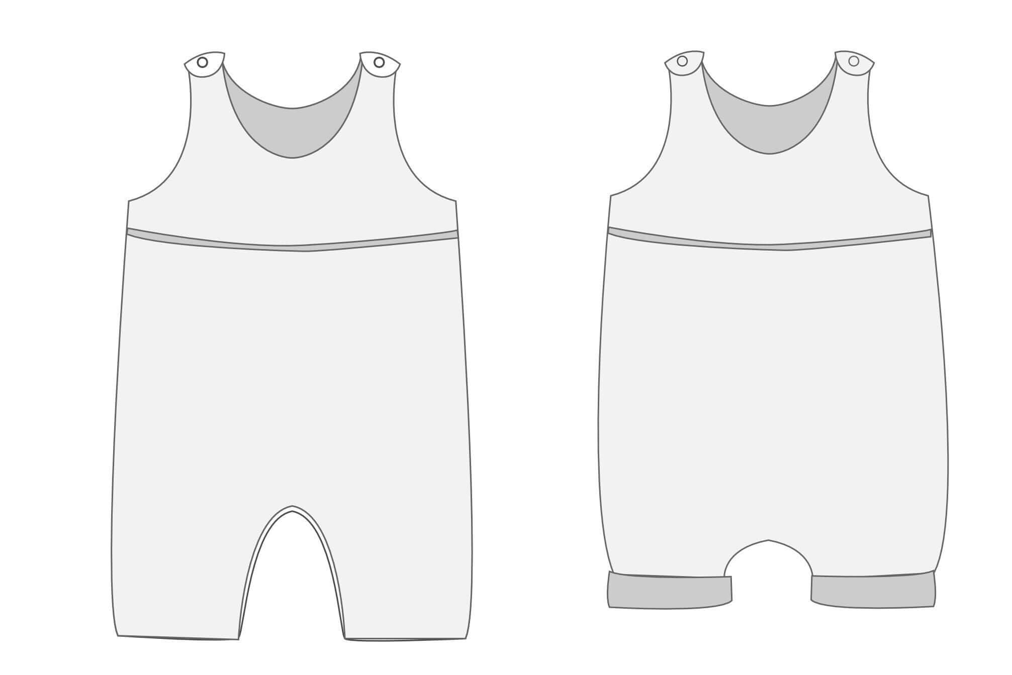 Schnittmuster Baby-Overall & Mütze PDF mit zwei Varianten für das Baby-Set, unisex, Größen 56/62-92/98.