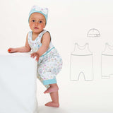 Schnittmuster Baby-Overall & Mütze, unisex Baby mit Overall und Mütze im Design von PDF-Schnittmuster.